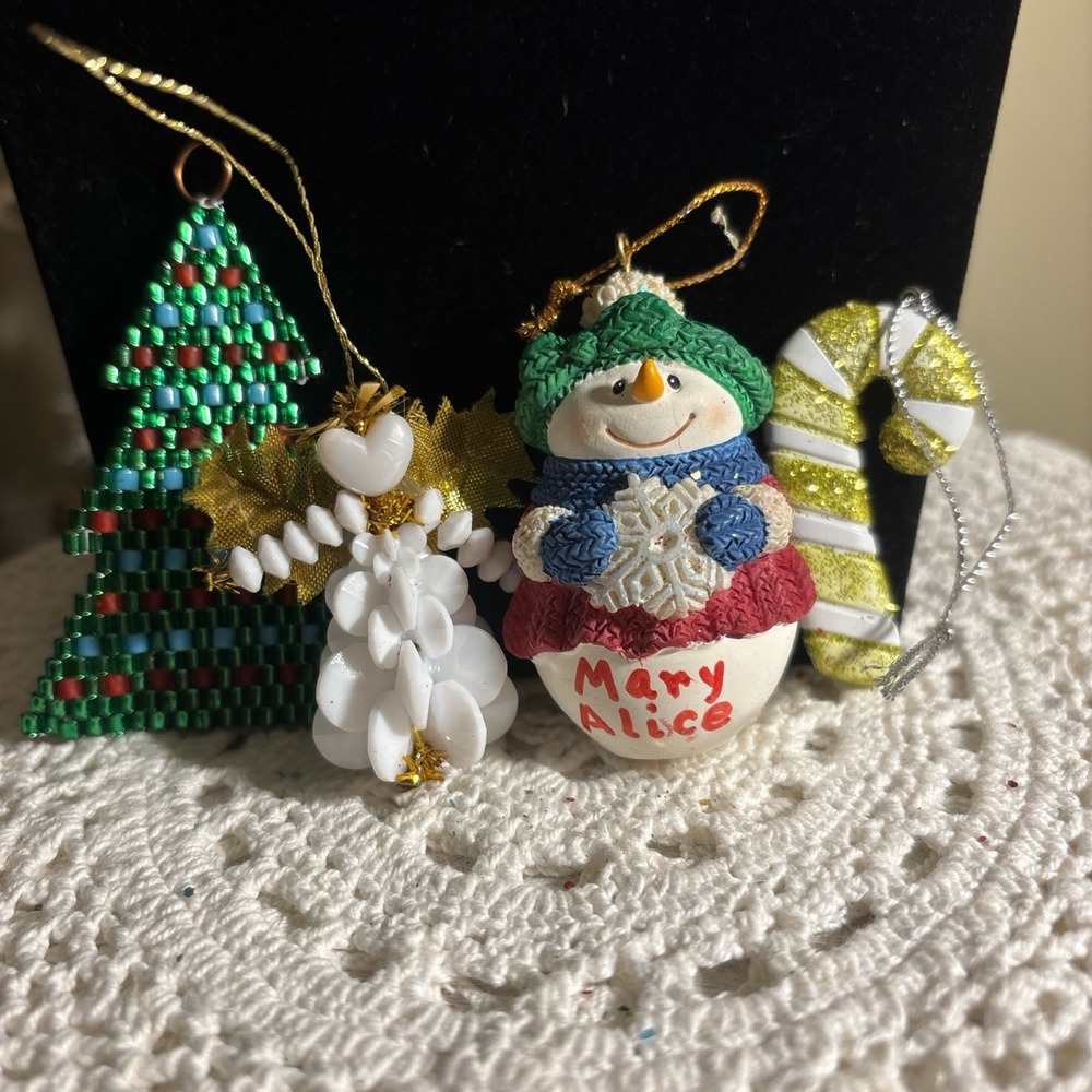 Vintage Lot Of Homemade & Other Christmas Ornaments 4 Altogether Miniatures